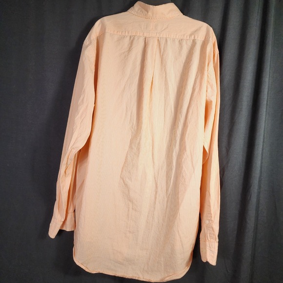 Ralph Lauren Yarmouth Striped Button Down Shirt Men Orange  Cotton Long Sleeve - Picture 6 of 6